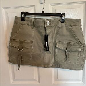 Fashion Nova Olive Cargo Mini Skirt